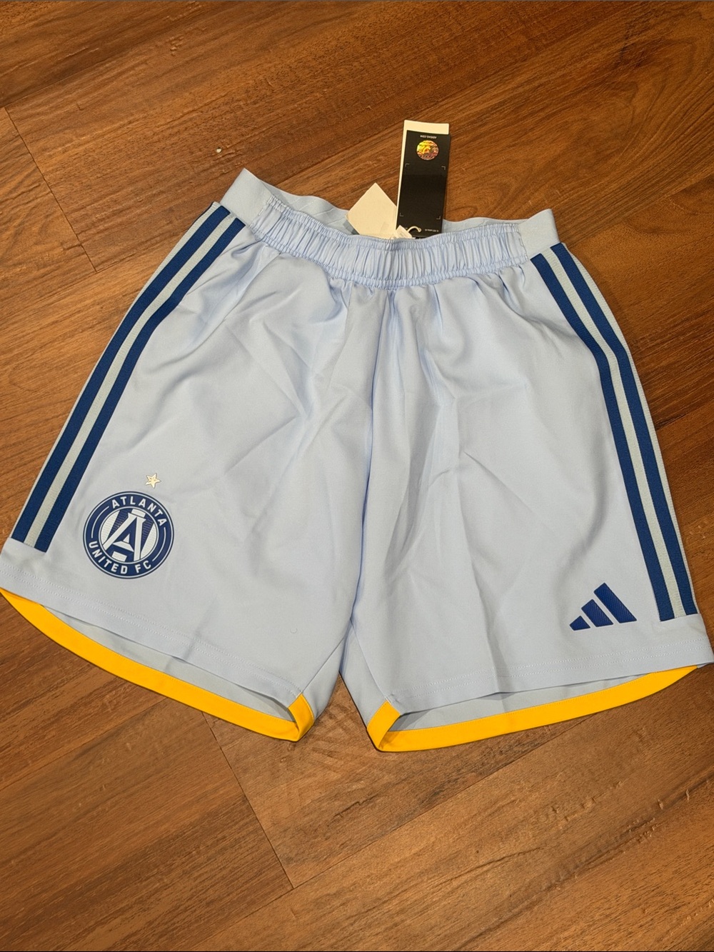 adidas Light Blue Atlanta United FC Athletic Shorts with Yellow Trim